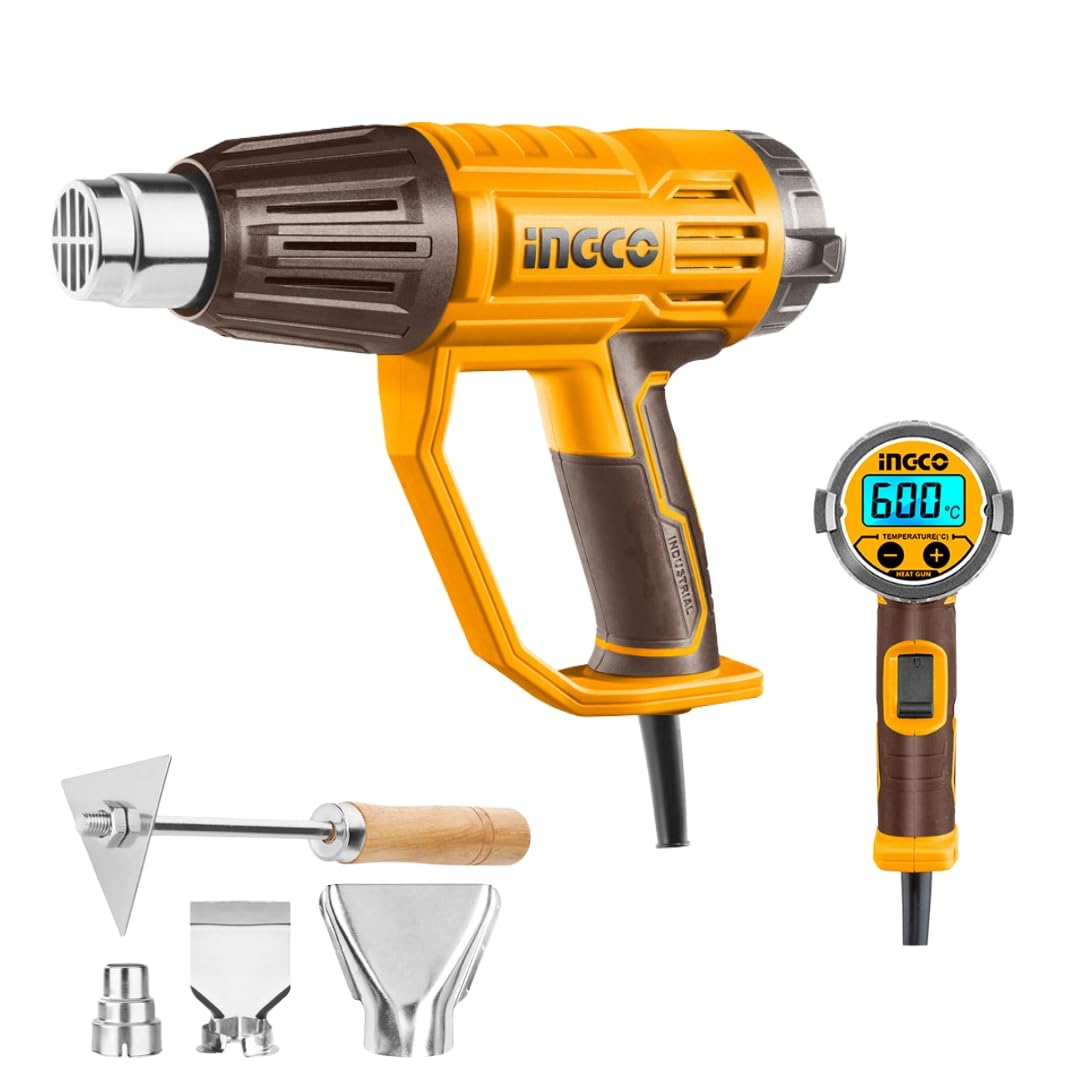 Pistola termica industriale da 2000 W con regolazione dell'aria e della temperatura (50-600ºC) con manico pesante e antiscivolo