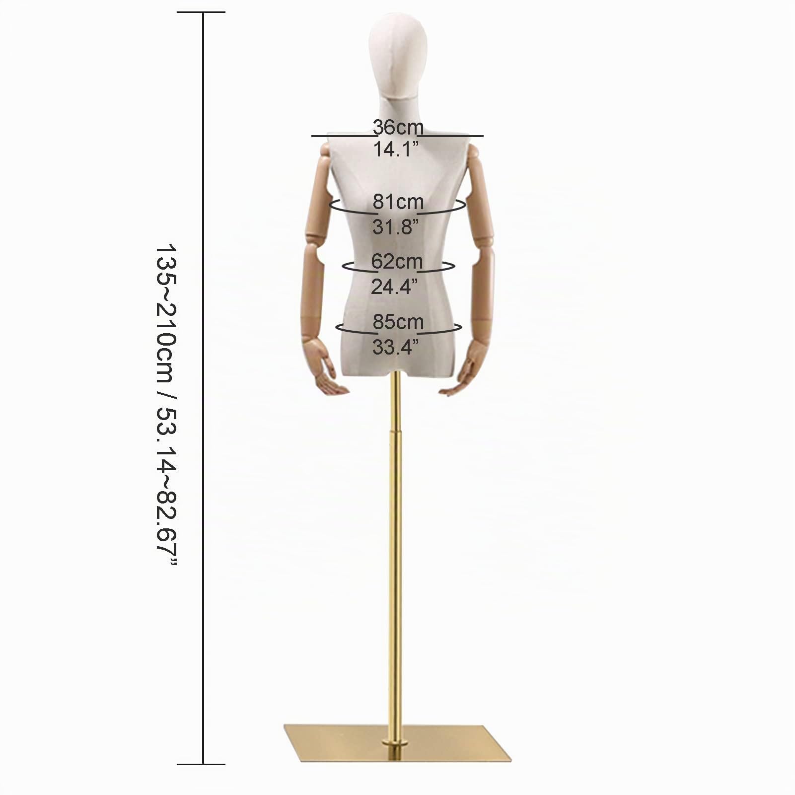Mannequin Couture, Buste de Femme Réglable avec Base Rectangulaire