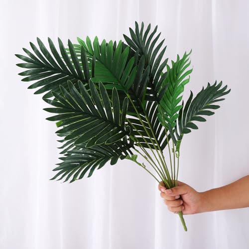 Image of TIED RIBBONS Artificial Palm Green Plants with 12 Leaf Simulated Bonsai Potted Plant Room Decor Office Home Floor Home Outdoors Party Ornament (65 Inch, Vase not Included)