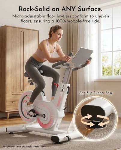 Image of Compact Magnetic Exercise Bike for Home, Rear Flywheel Indoor Cycling Bike for Petite & Medium Adults, 7-Level Precise Lever Resistance, Whisper Quiet for Apartments, 330 lbs Weight Capacity