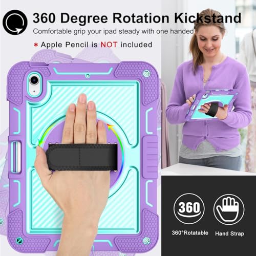 Coque iPad 11 génération A16 2025 rigide antichoc violette avec support arrière