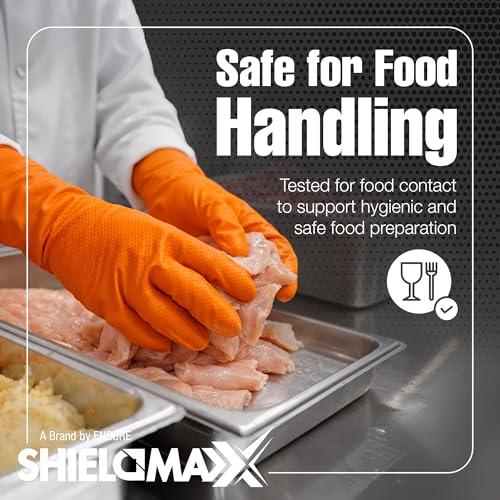 ShieldMaxx Orange Nitrile Gloves Heavy-Duty Texture Grip Low Derma Patented - image 6