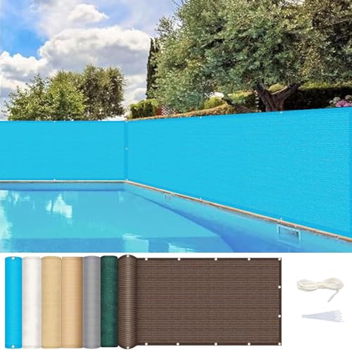 Brise-Vue pour Balcon 60 x 700 cm avec Œillets Cordons Habillage de Balcon avec Attaches de Câble et Cordons pour Jardin Balcon, Bleu Ciel