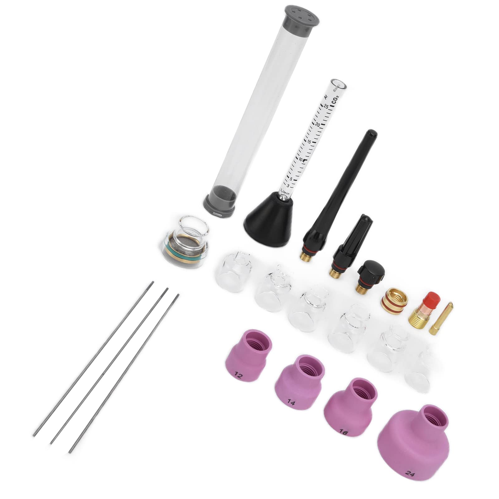Kit de boquilla de soldadura de de argón, medidor de flujo de Gas duradero de cerámica, aguja de tungsteno WP-17/18/26 azul