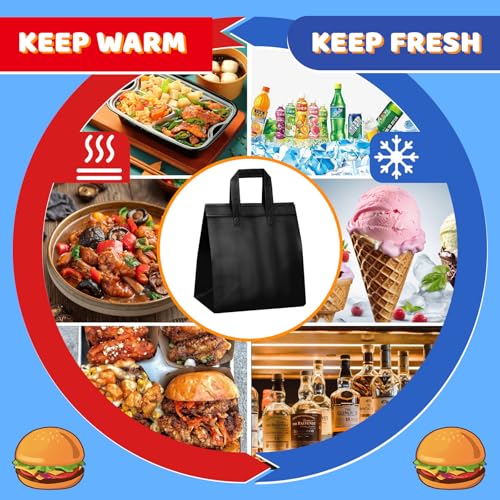 Hushee 200 Pcs Insulated Take out Bags Bulk Thermal Insulation Take Away Bags Disposable 10.24x11.02x6.69 Inch for Grocery Lunch Hot Cold Frozen Food Delivery Shipping Cooler(Black) - Thumbnail 6