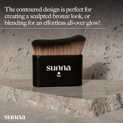 Image of Self Tanner Brush by SunnaTan - Contour Brush for Body, Face & Hands - Blends Self Tanner for a Flawless Tan - Durable & Easy To Use - Vegan