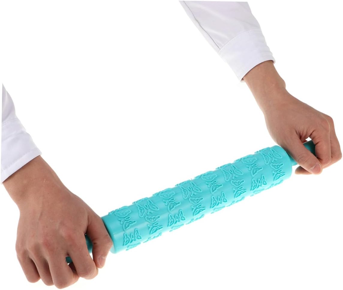 IMIKEYA 8pcs Multifunctional Plastic Dough Roller with Embossed Patterns Diy Baking Fondant Sugar Paste and Craft Clays Random Styles Easy to Clean and Use