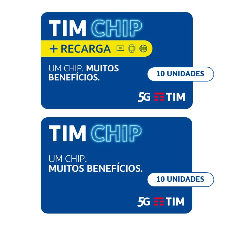 TIM Chip Kit 20 unidades: 10 sem recarga e 10 com recarga