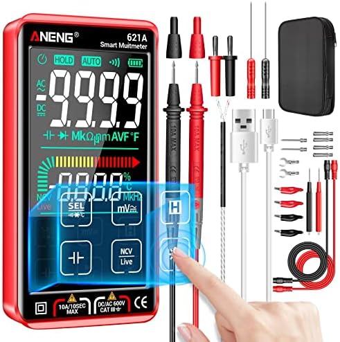 ANENG Digital Multimeter Tester Smart Touch TRMS Auto-Ranging 9999Counts Rechargeable anti-burning Ohm Amp VoltMeter With NCV,DC/AC Current,Voltage,Resistance Diodes,Continuity,Capacitance,Temperature