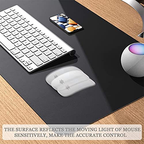 Image of Aropana Vegan Leather Desk Mat, Mouse Pad Large, Computer Table Mat, Reversible Extended Laptop Pad for Desk, Dual Side Waterproof Edge-Stitched (27.6x13.8 inch, Black /Black)