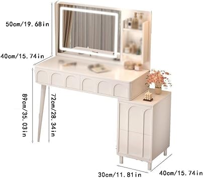 Dressing Table Modern Simple Small Apartment Dressing Table, Bedroom Bedside Storage Cabinet with Mirror, Integrated Dressing Table Dressing Table with Mirror