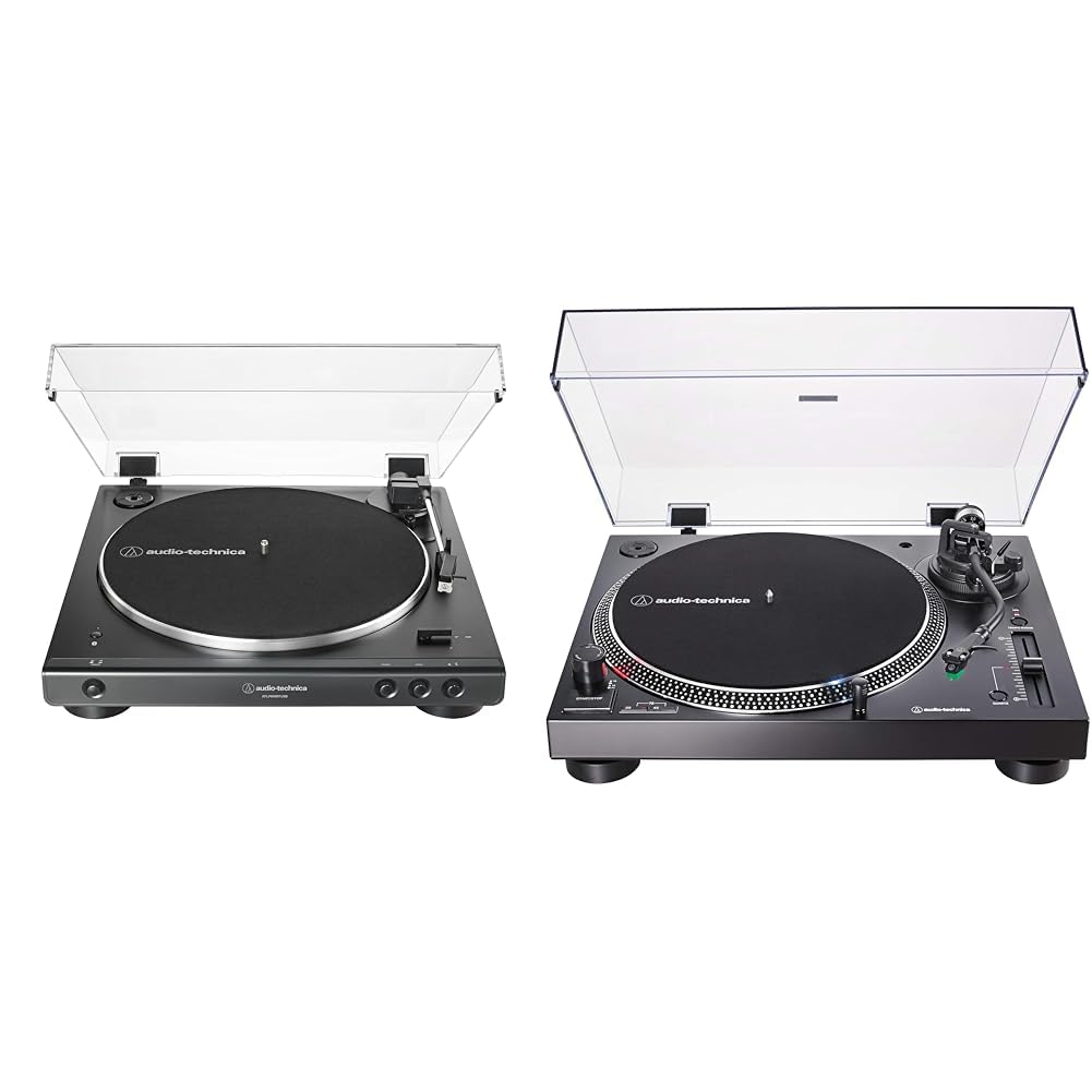 Audio-Technica AT-LP60XBT-USB-BK Fully &amp; AT-LP120XUSB-BK Direct-Drive Turntable (Analog &amp; USB), Fully Manual, Hi-Fi, 3 Speed, Convert Vinyl to Digital, Anti-Skate and Variable Pitch Control Black