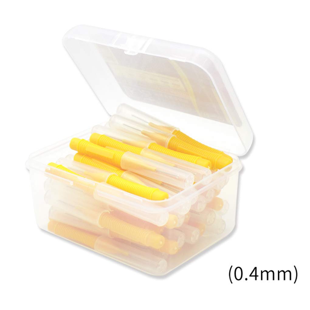 Juego de 5 cepillos interdentales flexibles de plástico para dientes de mano, herramienta de higiene bucal para el hogar, viajes, amarillo, 0,4 mm