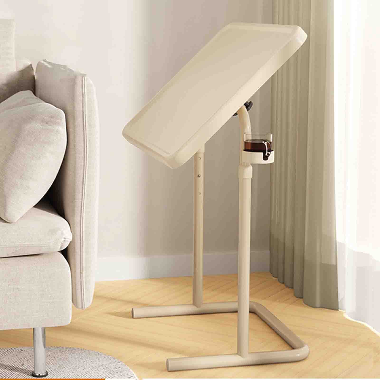 SBCGFY Overbed Table With Wheels,Bedside Table Removable Folding Tilt Laptop Table Space Saving,Hospital Home Medical Use,White-Without Wheels
