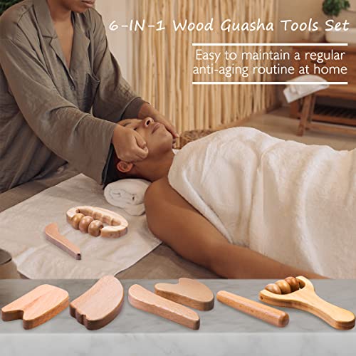 Allshow Wood Facial Therapy Kit, 8 Pcs Maderoterapia Facial Kit, Wood Therapy Set For Face And Body, Wooden Face Sculpting Set- Aging Wrinkles, Puffiness Facial Skin Massager #TOP5