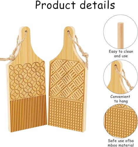 4 Stück Holz Pasta Maker Gnocchi Board Schnell Gnocchi Stripper und Paddel Hausgemachte Pasta Garganelli Spaghetti Maker Werkzeug für Pasta Maker Küche Geschenkideen
