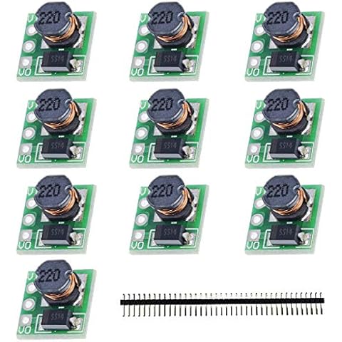 DAOKI 10PCS DC-DC Boost Converter Module 1.5V 1.8V 2.5V 3V 3.3V 3.7V 4.2V to 5V Step-Up Voltage Power Supply Module with 40Pin Header Cover