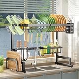SAYZH Dish Drying Rack, Over The Sink Dish Drying Rack Adjustable (from 26" to 34"), 2 Tier Dish Rac