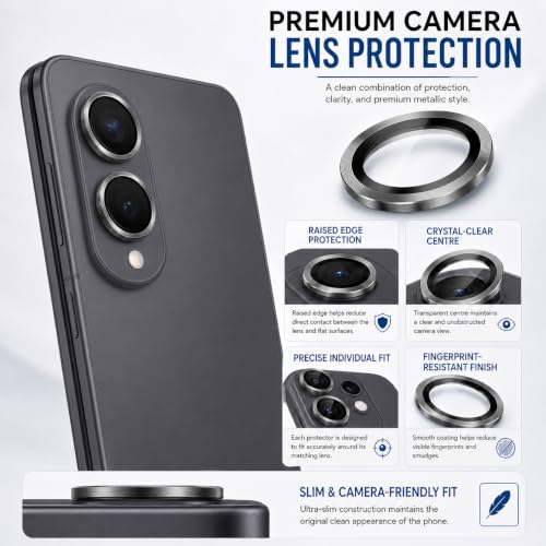 Image of FIRST MART Black Camera Ring Guard Protector for Samsung Galaxy Z Fold 8 | Tempered Glass with Metal Alloy Rings, HD Clear, Scratch Resistant, Case-Friendly | Pack of 1