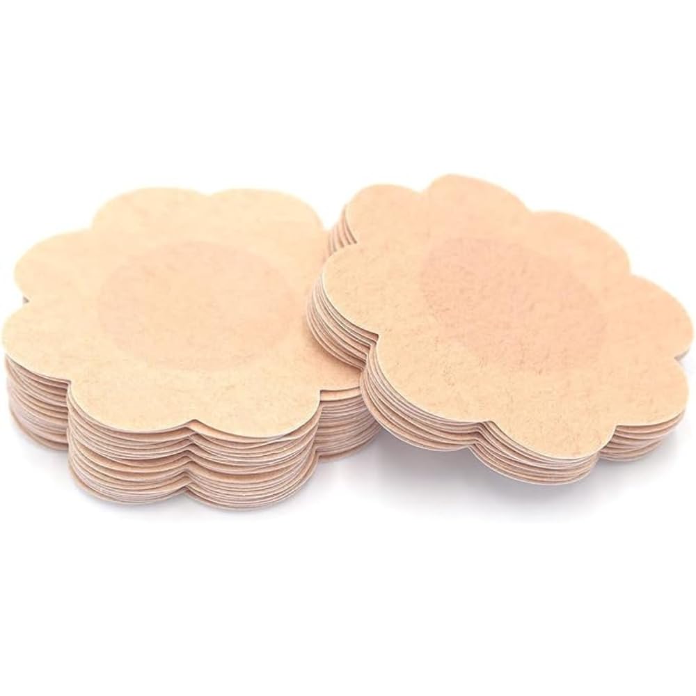 skin harmony Nipple Covers – Breathable, Skin-Friendly Adhesive Pasties for Women, Sweat-Proof Satin Petals, Flower and Round Stickers for All-Day Comfort 40 Pcs (20 Pairs Floral Shape) Beige-picture-56