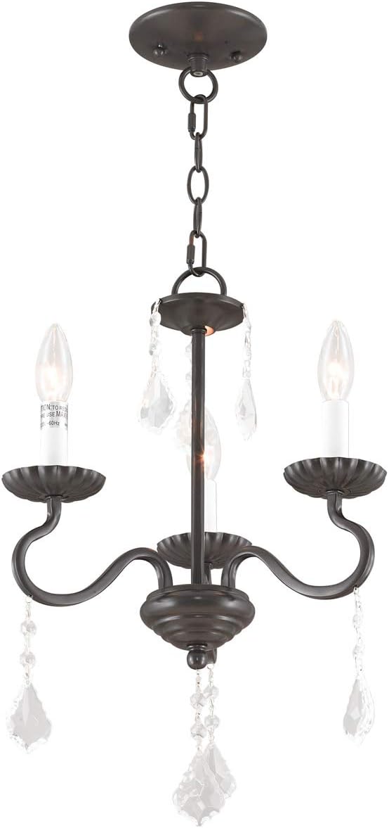Livex Lighting 40773-92 Callisto 3 Light Mini Chandelier, 14" x 14" x 19", English Bronze
