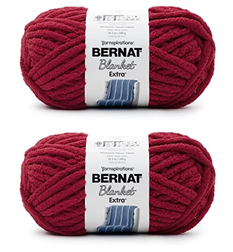 Image of Bernat Blanket Extra Crimson Yarn - 2 Pack of 300g /10.5oz - Polyester - 7 Jumbo - 97 Yards - Knitting /Crochet