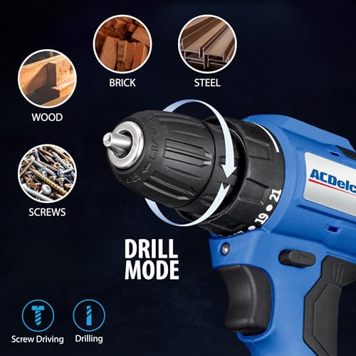 ACDelco ARI20132-K1 20V Cordless Drill, Impact Driver,Impact drill, 2 Tool Power Tool Combo Kit, Brushless Power Tool Set with 2 Batteries and Charger Included - Image 8