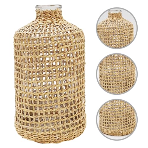 Vase en verre tressé de paille rustique pour fleurs centre de table - 8