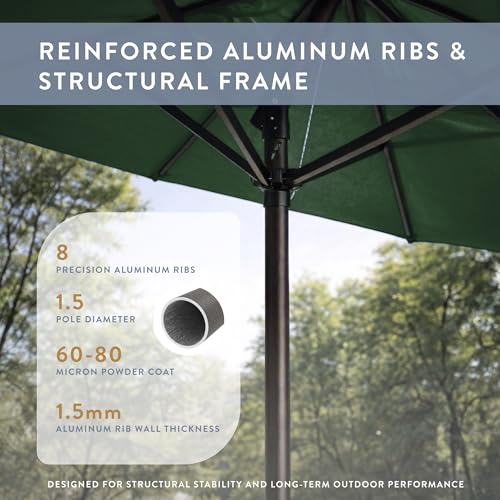 Image of California Umbrella 8-Year Protection 9 Ft Outdoor Patio Umbrella, Solstice Fade-Resistant Fabric, Auto-Tilt, Heavy Duty Aluminum Frame, 8 Reinforced Ribs for Pool or Deck, Bronze Pole