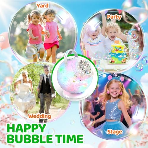 Bubble Machine, Rechargeable Bubble Blower with Remote Control, 10-Hole Bubble Maker for Kids, 7-Color Lights, 90°/360° Rotation, USB-C Charging, Outdoor Toys Gift for Boys Girls Parties, Birthday — view 6