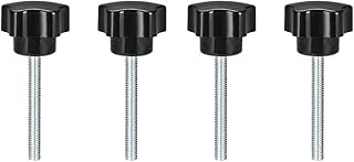 Tool parts 4 Pcs Star Knobs Grips M5 x 50mm Male Thread Steel Zinc Stud Black PP