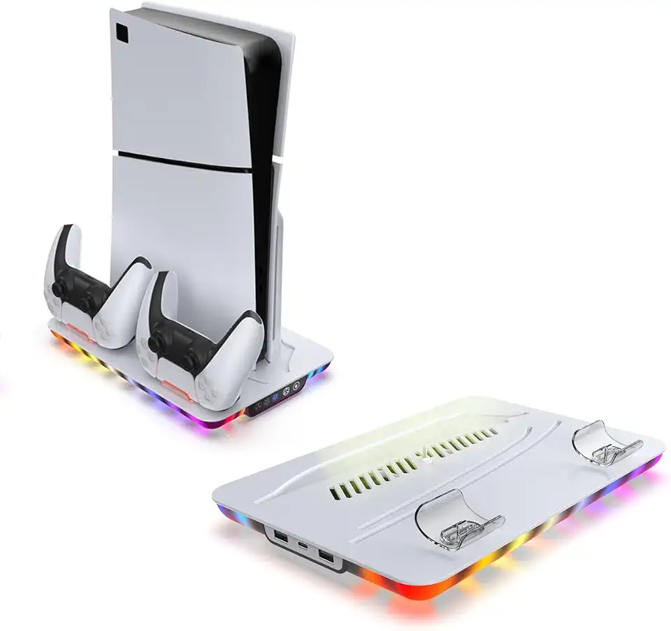 Suporte Multifuncional Base Cooler Carregador de Controle para Ps5 Fat Slim Pro