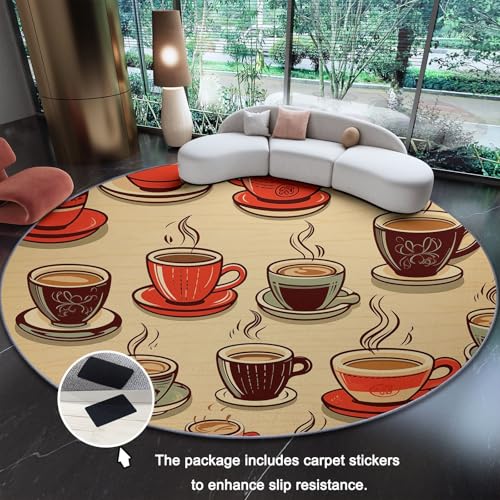Tapis de chambre lavable rétro lignes café 200 cm avec dos antidérapant sécurisé