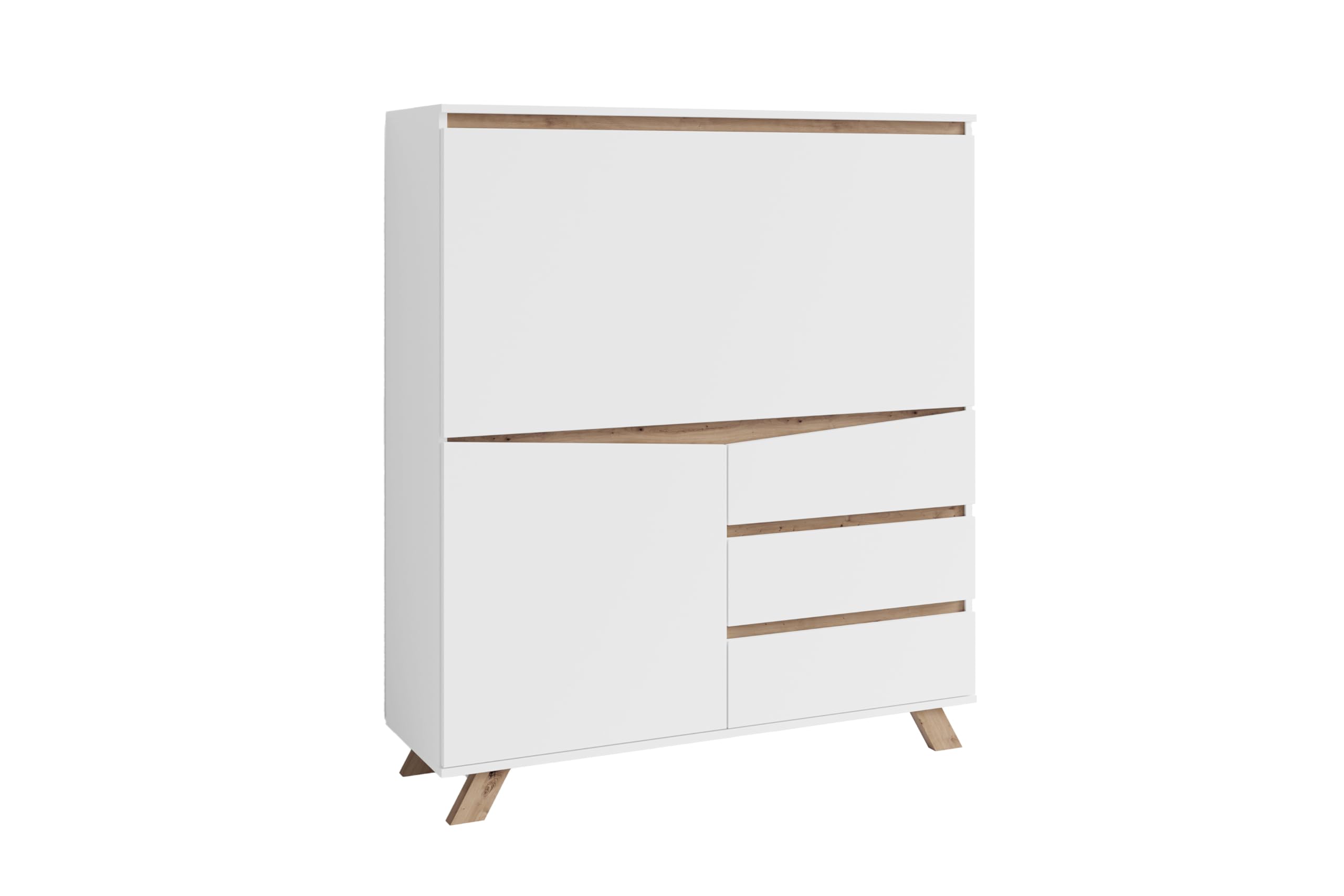 byLIVING Valentin Secrétaire en Bois Blanc 120 x 127 x 38 cm