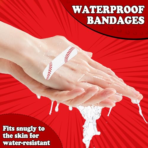 60Pcs Baseball Bandages, 2.83x0.75in Waterproof PE Adhesive Bandage for Minor Wound Care, Hypoallergenic Bandages Baseball Team First Aid Supplies for Boys Girls Kids and Baseball Moms, Latex Free — view 3