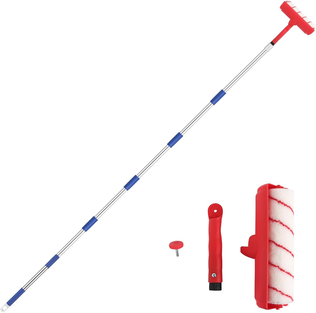 Ceiling Paint Roller No Drip Kit, 8FT Extension Pole Paint Roller Shield | No Drip Ceiling Paint Roller with Protective Shield, Ergonomic Rotating Head for Ceilings, Walls & Interior Painting