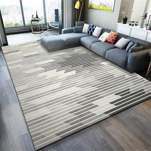 Moquette intérieure 100x150cm au style gris rayé moderne pour chambre