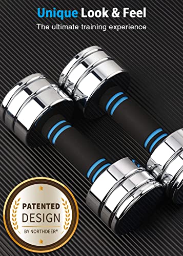 Dumbbells Set 15Lb Pair (7Lb/10Lb/12Lb/15Lb) Adjustable Weights Dumbbell Ultracompact Chrome With Foam Handles Home Gym Workout Exercise (Mirror-Finish 15Lb×2) #TOP2