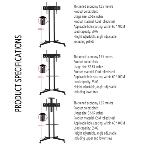 Soporte móvil para TV de 32-65 pulgadas con ruedas y altura ajustable miniatura 2