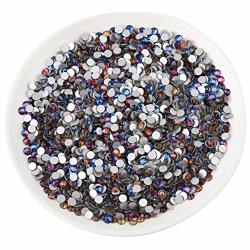 Image of Beadsland Flat Back Crystal Rhinestones, Blue Volcano, SS30, 576pcs | Flatback Glass Gems, 6.3-6.5mm, for Nail Art Craft, Glue Fix