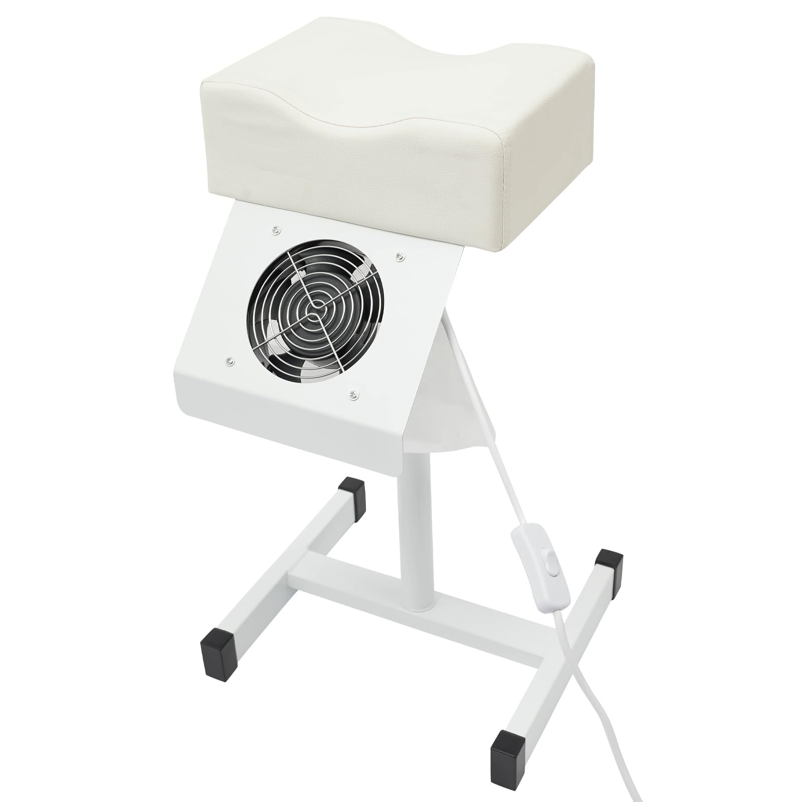 Chaise de pédicure mobile avec aspiration repose-jambes réglable 31x28x45 cm blanc