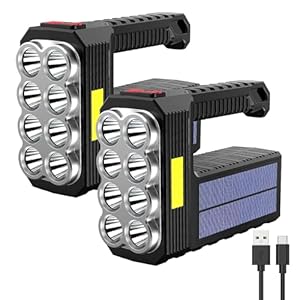 2pcs Flashlight Rechargeable Flashlights, 100000 High Lumens Super Bright 8 LED COB Sidelight with 3 Modes, Portable Lightweight Waterproof Spotlight Flashlight for Emergency (Black) (1) (2PCS)