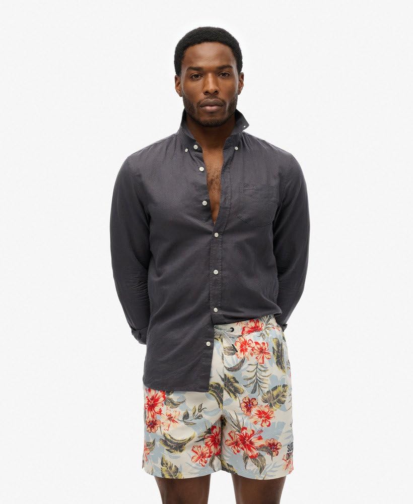 Superdry Bañador para hombre de 43 cm de largo con estampado hawaiano