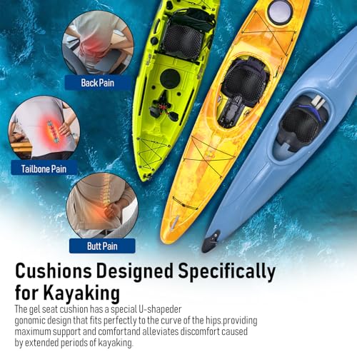 Image of Kayak Seat Cushion, Thicken Anti Slip Waterproof Gel Kayak Seat, Portable Canoe Rowing Rubber Dinghy Pad for Stadium Sit in Kayak Inflatable Fishing Kayak Canoe Kayak Accessories