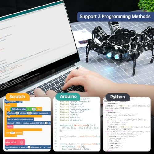18DOF Hexapod Robot for Arduino Programming, Spider Walking Crawling Self-Balancing AI Vision Voice Control Obstacle Avoidance, STEM Education Open Source Robot with Tutorials, miniHexa Standard Kit - Image 6