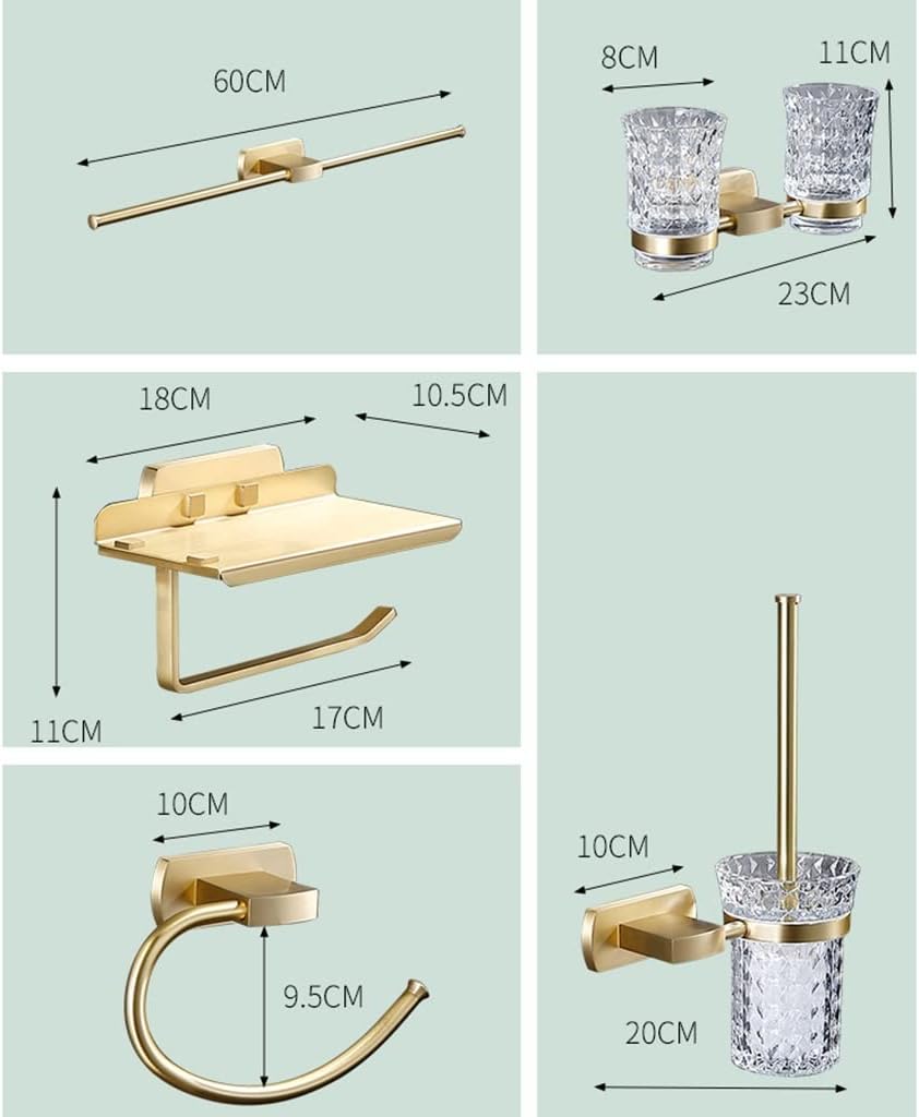 LSLYTQ Brushed Gold Bath Towel Ring, Bathroom Light Luxury Hardware Wall Mounted Hand Towel Holder