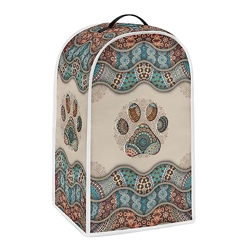 Image of Talayituse Boho Paw Print Blender Dust Cover, Fingerprint Protection Cover for Stand Mixer or Coffee Machine, Home Kitchen Appliance Cover for Stain Dust Resistant Supplies