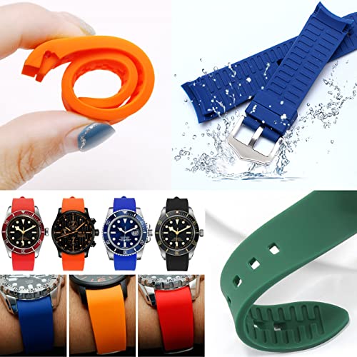 YISIWERA Green Silicone 20mm 22mm Watch Bands For Men Women Premium Universal Curved Ends Watch Strap Replacement Bracelet with Polished Stainless Steel Buckle by YISIWERA - Used condition - Image 6