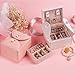 Vlando Akoya Two Tray Small Jewlery Box, Daily Wearing Jewelries Organizer, Travel Accessories -Pink