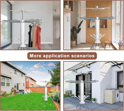 JIANFA Foldable 3-Tier Clothes Airer Indoor, Space Saving Clothes Drying Rack with Wheels, Shoe Racks, Clips for Indoor & Outdoor Large Stable 4-Legged Clothes Horse Extendable Air Dryer No Assembly - Image 6